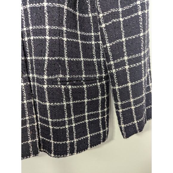 Sag Harbor Size 12 Black White Plaid Blazer Jacket Lined Sparkle Career - Picture 3 of 9